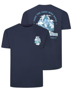Bigdude Long Way Home Front and Back Print T-Shirt Navy
